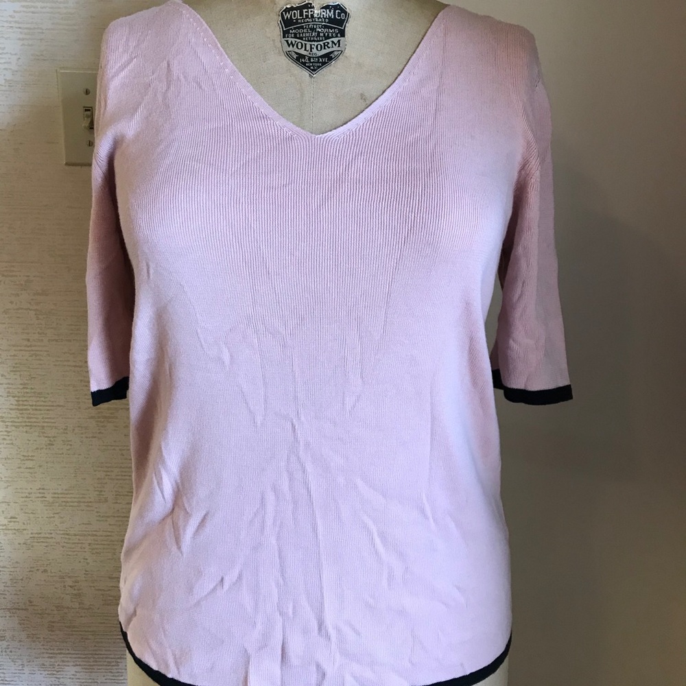 New Talbots Pink & Black Sweater Elbow Sleeves M